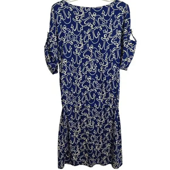 Lilly Pulitzer Raquel Dress Size Medium Blue Anchors Away Print Nautical Coastal - Picture 9 of 11